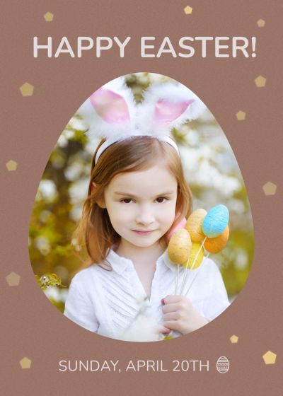 Simple Cute Light Star Element Girl Easter holiday Greeting card
