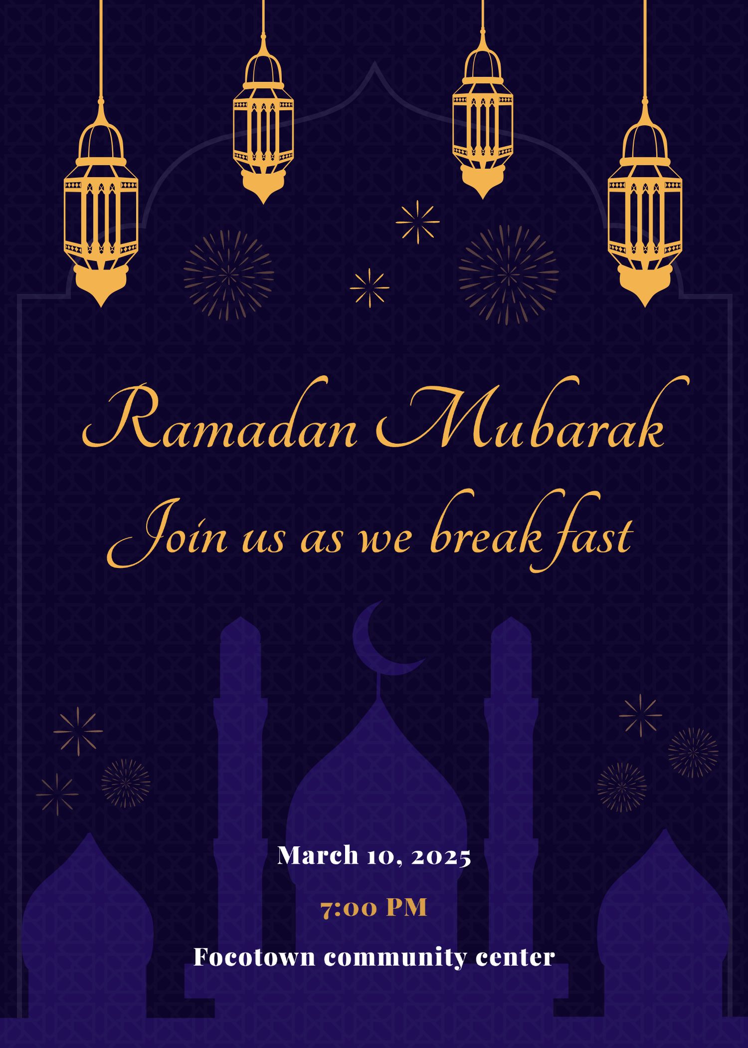 Islam Religion Ramadan Celebrate Party Invitation Letter