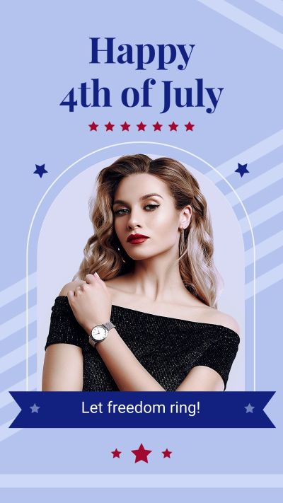 Simple Silk Ribbon Frame American Independence Day Instagram Story