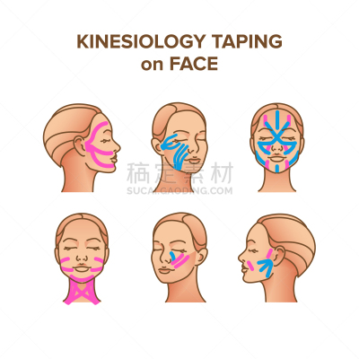 人的脸部,绘画插图,矢量,弹性治疗磁带,健康保健,运动,图像处理,弹性