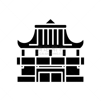 绘画插图,城堡,亚洲,符号,概念,计算机图标,矢量,标志,黑色,平坦的