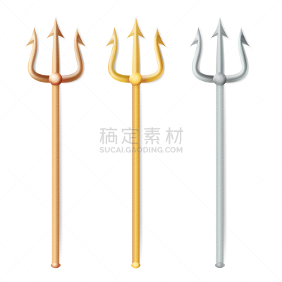 三维图形,三叉乾,海王神,魔鬼,钢铁,证章,剪影,写实