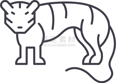 直的,概念,线图标,虎,猴子,野生动物,狮子,狗,象,哺乳纲
