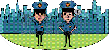 警官,城市,色彩鲜艳,可爱的,专业人员,草,证章,都市风景,美国人