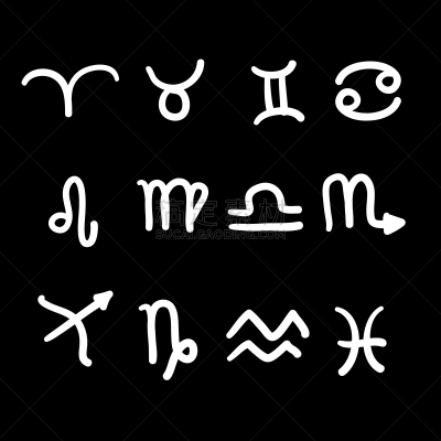 绘画插图,乱画,符号,星座,动物手,高雅,秘密,天秤座,双子座,水瓶座