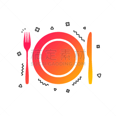 盘子,炊具刀,几何形状,食品,餐具,餐馆,证章,叉,联系,剪影