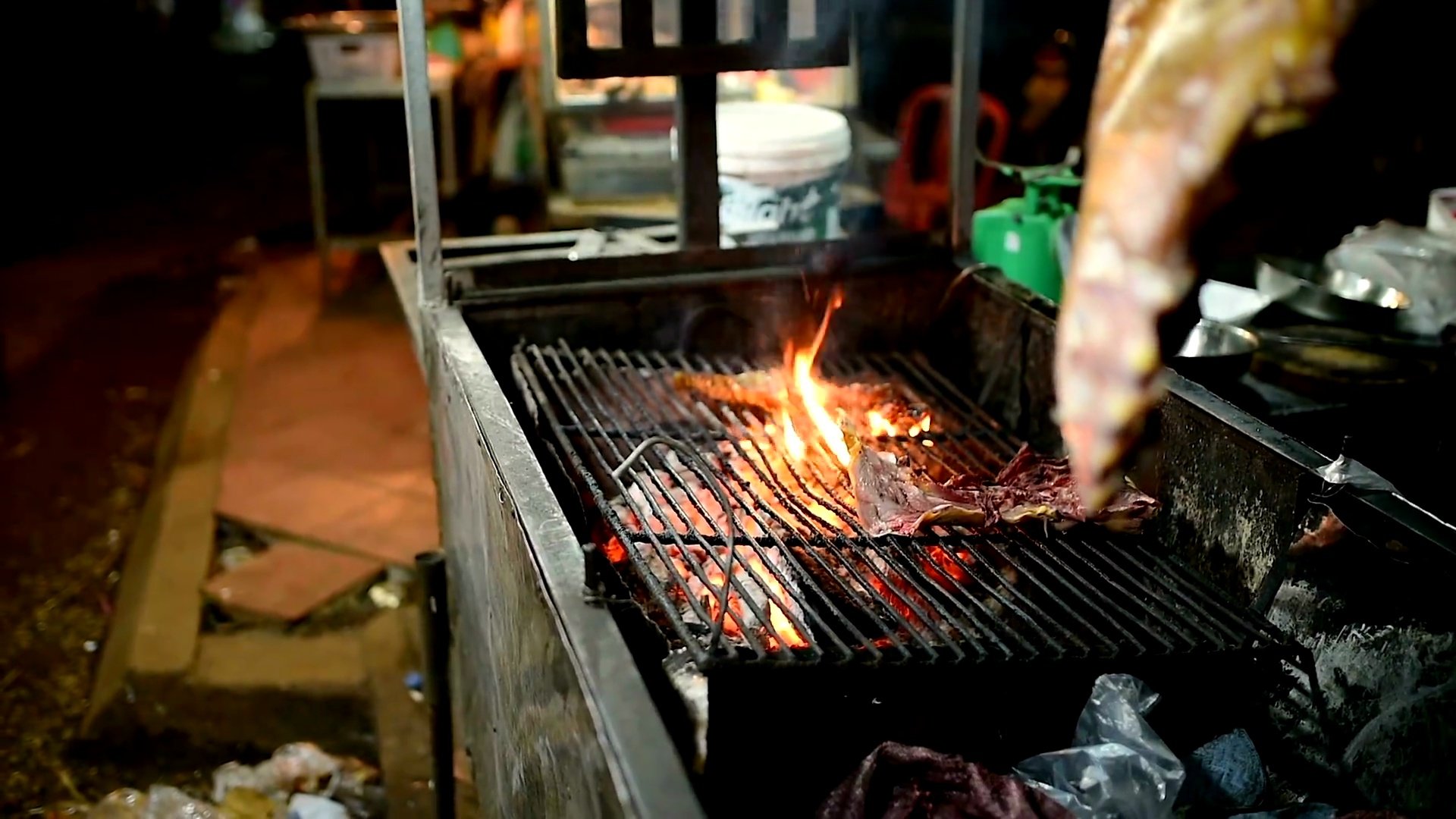 叉烧猪肉，夜市