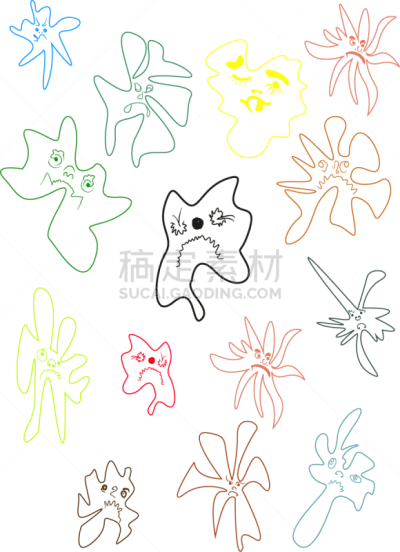 细菌,式样,讽刺漫画,剂量,平视角,擤鼻子,丑陋,有疣的,癌症,图像