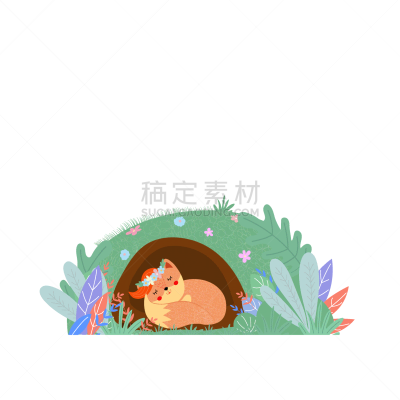 可爱的,狐狸,花环,分离着色,壕沟,洞,斯堪的纳维亚半岛,背景分离,英文字母t,野生动物