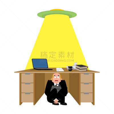 不明飞行物,在下面,男商人,桌子,太空交通工具,秘密,商务,太空船,茶碟,害怕