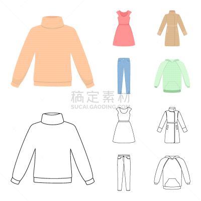 外套,裤子,拉格伦堡,衣服,短袖,分离着色,轮廓,男人,图像,收集