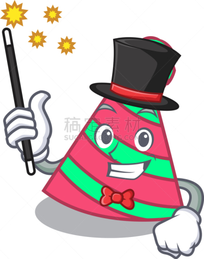 吉祥物,魔术师,派对帽,动画片,活力,可爱的,事件,周年纪念,新年前夕,面部表情