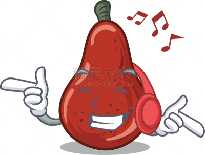 梨,吉祥物,分离着色,音乐,红色,可爱的,清新,配方,食品,听