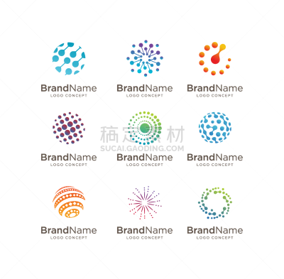 set circle tech logo modern circle technology