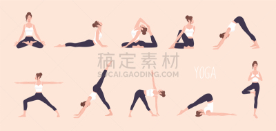 青年女人,瑜伽,人,体操,莲花坐式,姿态优美,收集,触摸,表演,捆