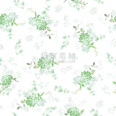 枝繁叶茂,四方连续纹样,高雅,肉质植物,水彩画,图像特效,水彩画颜料,纺织品,热带气候,仙人掌