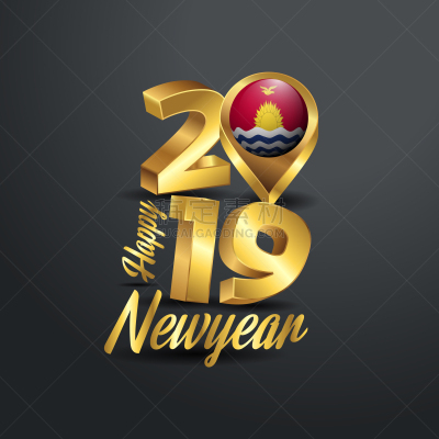 2019,字体,金色,新年前夕,白色,基里巴斯,白昼,请柬,七月,问候