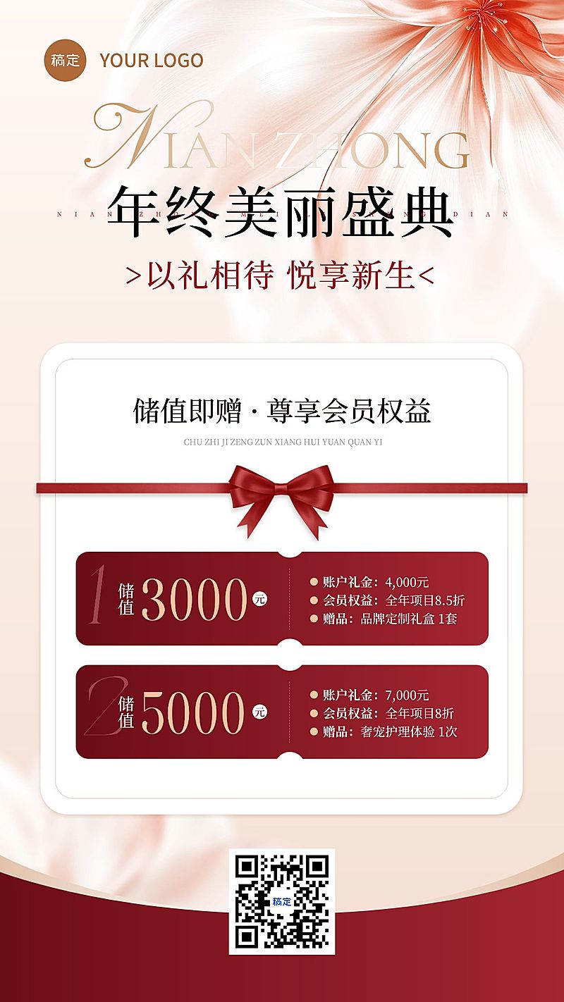 美业美容院年终大促卡项营销手机海报AIGC