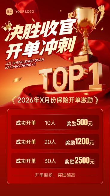 金融保险业绩激励冲刺海报预览效果