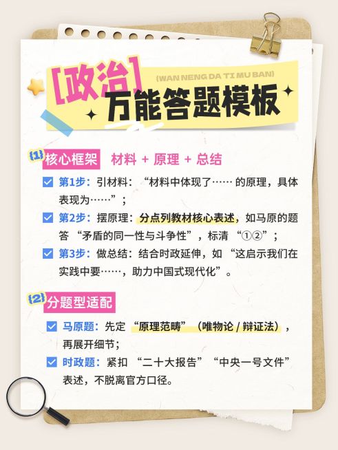 教育培训学历教育政治答题技巧小红书配图预览效果