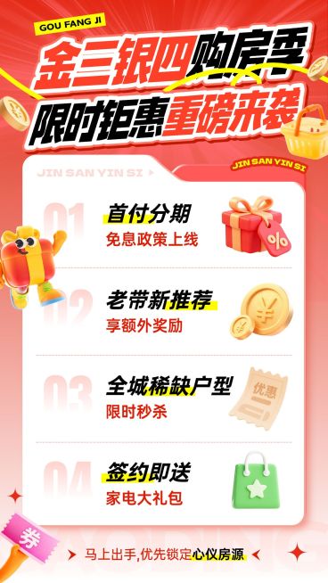 金三银四地产房源促销活动福利海报预览效果