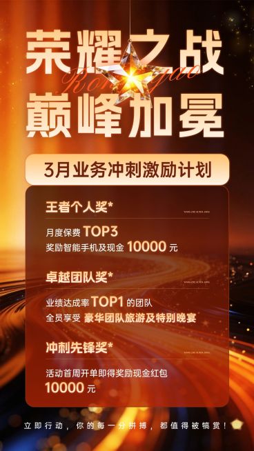 金融保险业绩激励冲刺宣传海报预览效果