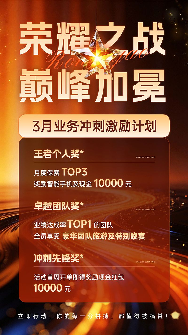 金融保险业绩激励冲刺宣传海报