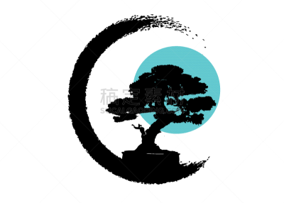 japanese bonsai tree logo black plant silhouette