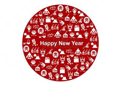 新年前夕,镜饼,传统,贺卡,滨家,一月,富士山,背景,绘画插图,圆形