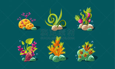 植物群,水下,幻想,海草,可爱的,格子烤肉,华丽的,布置,沟通,联系