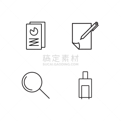 商务,轮廓,符号,简单,计算机,电子邮件,行李,手提箱,布置,改进