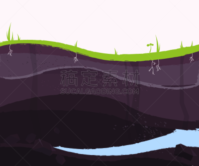地下的,地下水,草,绘画插图,泥土,多层效果,矢量,扁平化设计,地形,卡通