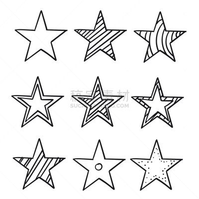 乱画,星星,绘画插图,卡通,分离着色,高雅,华丽的,线条,一个物体