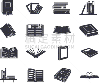 书,符号,图书馆,书店,模板,现代,剪影,教育,读书,布置