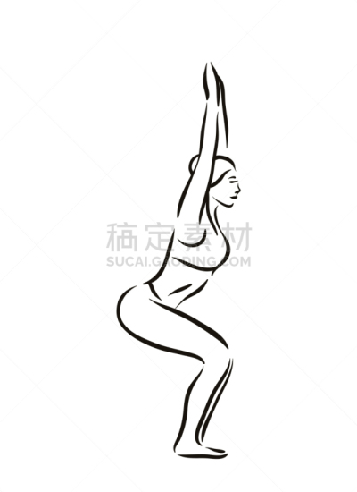 白色,瑜伽,分离着色,人,姿态优美,平衡,图像,女人,锻炼