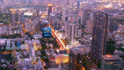 曼谷城市景观夜光的延时摄影