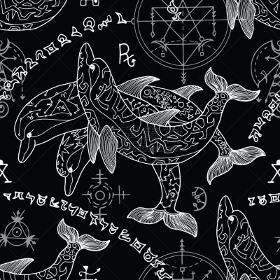 海豚,背景,华丽的,替代医药,几何形状,平衡,几何学,巫术,圆形