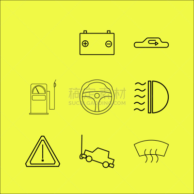 直的,图标集,矢量,车用蓄电池,汽车,标志,加油站,石洞壁画,运输