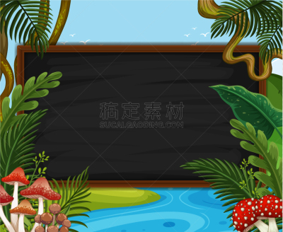 叶子,黑板,蘑菇,创造力,自然,图像,矢量,森林,水,河流