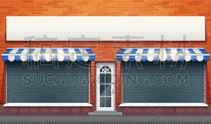 exterior shop facade with two big glass