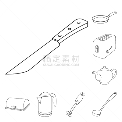 分离着色,计算机图标,厨房,面包,长柄勺,烹调用具,广口瓶,钢铁,主厨,油炸