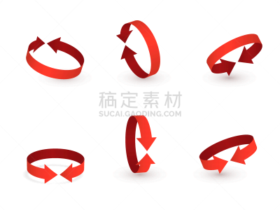 三维图形,红色,标志,计算机图标,箭头符号,漩涡形,圆形,角度,转,弯曲