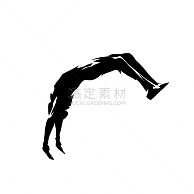 绘画插图,杂技演员,矢量,翻筋斗,墨水,分离着色,侧面视角,运动,体操,背景分离