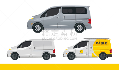 汽车,载人车,车门,四个物体,面包车,家庭,白色,分离着色,亚洲,布置