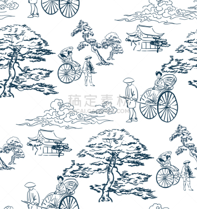 日本,式样,四方连续纹样,草图,背景,矢量,手,墨水,绘制