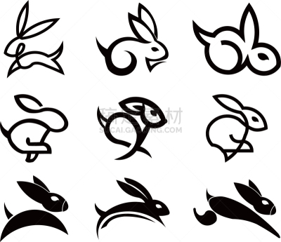 动物,品牌名称,兔子,一个物体,线条画,分离着色,可爱的,白色,自然,设计
