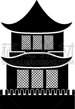 亚洲,传统,分离着色,房屋,矢量,建筑,建造,剪影