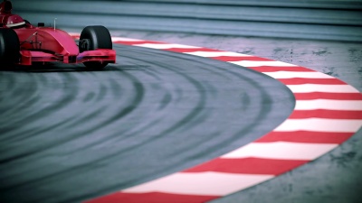 F1红球慢动作。美丽的3D动画。