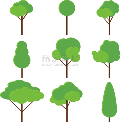 矢量,绘画插图,卡通,绿色,分离着色,白色,背景分离,树干,行星,植物
