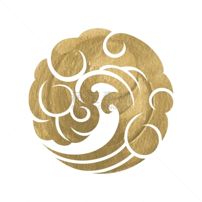 波浪,圆形,抽象,白色,黄金,海洋,模板,船,水彩画